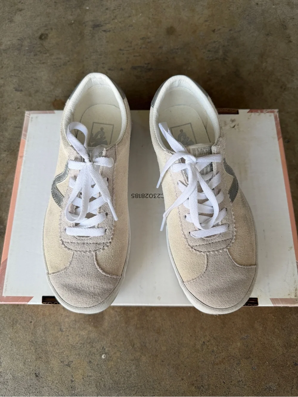 Vans Beige and White Suede Lace-Up Sneakers